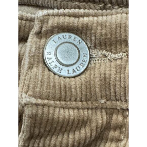 Lauren Ralph Black Label Navy Brown Corduroy 14 Trousers Pants Flat Straight - Picture 2 of 6